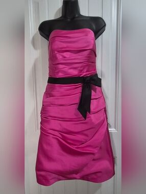 Alfred Angelo Fushia/Black Satin Formal Dress Size 8